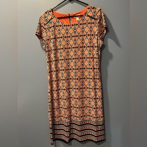MARKET & SPRUCE Orange and Black Patterned Dress